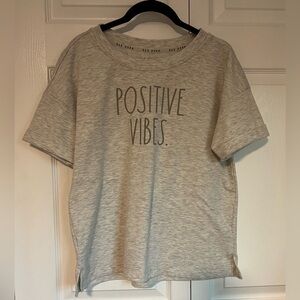 Rae Dunn "Positive Vibes" Short Sleeve Cuffed Tee
